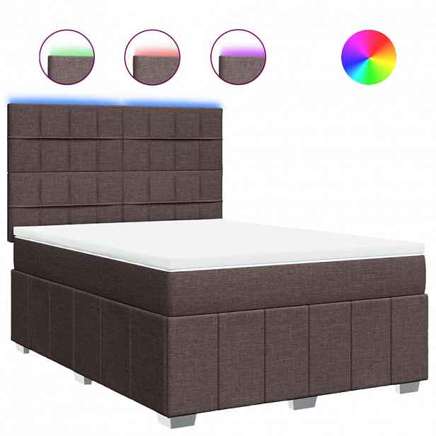 vidaXL Box spring postel s matrací tmavě hnědá 140x200 cm textil