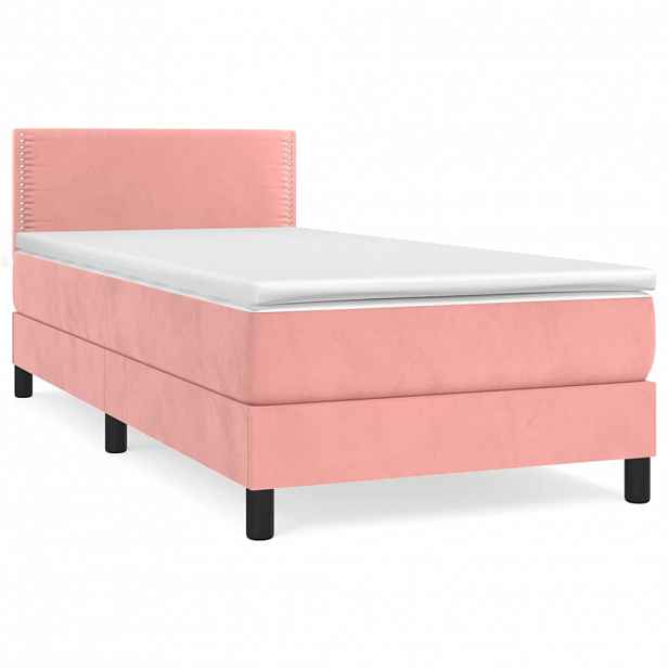 vidaXL Box spring postel s matrací růžová 100x200 cm samet