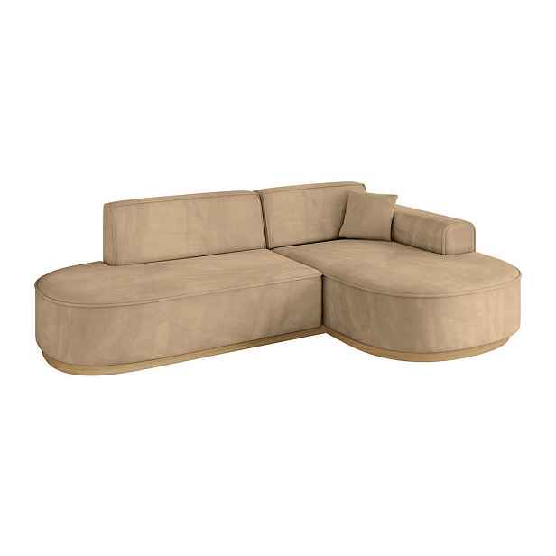 ALTDECOR ROHOVÁ SEDAČKA s otomanem, pravá MARI-L1-v2 243x171x83 Béžová Velur
