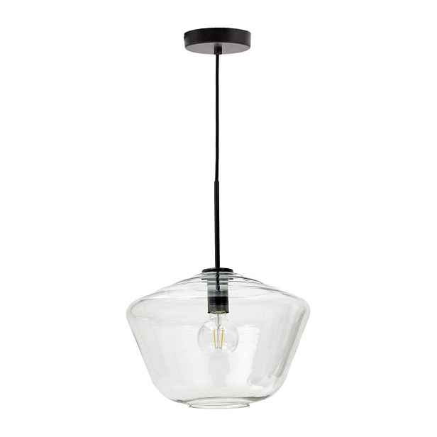 Černé závěsné svítidlo se skleněným stínidlem ø 34 cm Mao – Kave Home