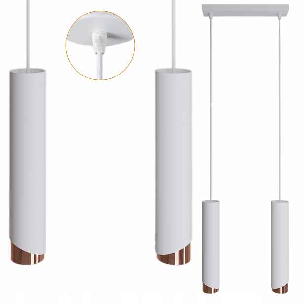 Kovová závěsná lampa Bragi bílá měděná Varianty 2xGU10 Solid Zwis