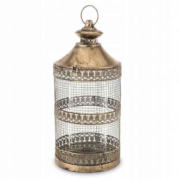 Lampion Kovový Zlatý 40x17cm Lucerna Svícen