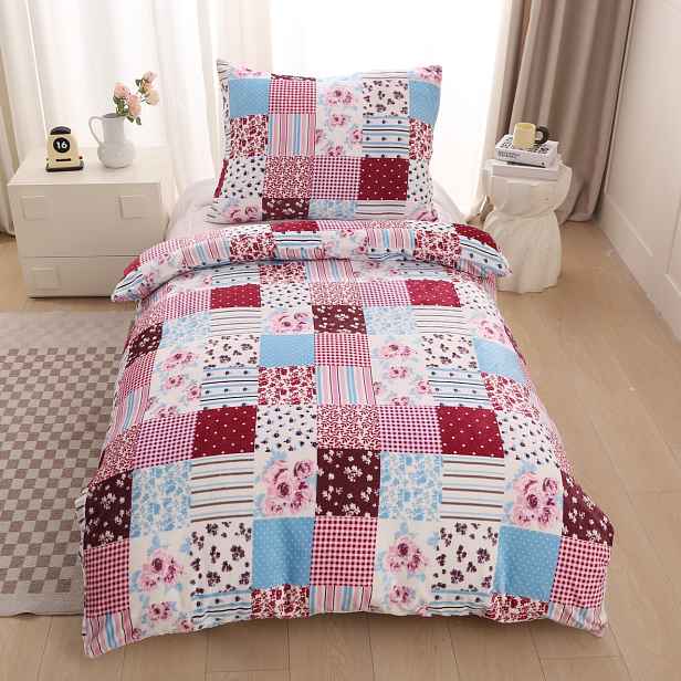 Mikroplyšové povlečení Premium 140x200+70x90 Patchwork barevný