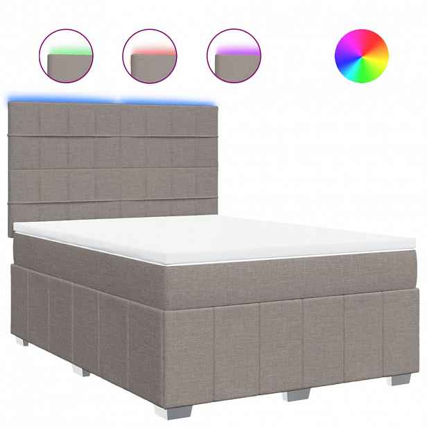 vidaXL Box spring postel s matrací taupe 140x200 cm textil