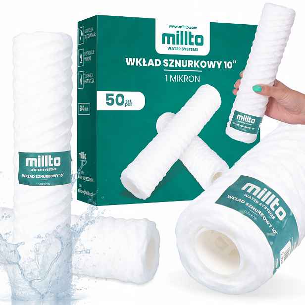 50 x Vodní Filtr Provázková Patrona 10'' Filtrační 1 Mikron Upravovač Osmoz G3