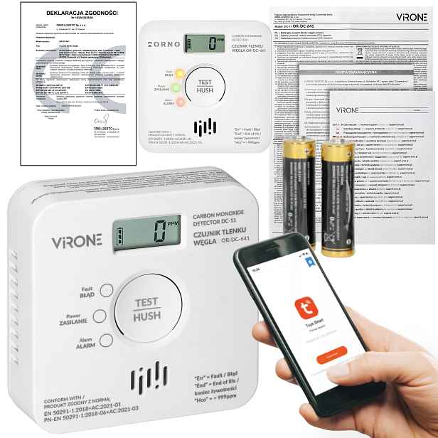 Detektor oxidu uhelnatého Orno bezdrátový Wi-Fi Tuya Smart 10 let