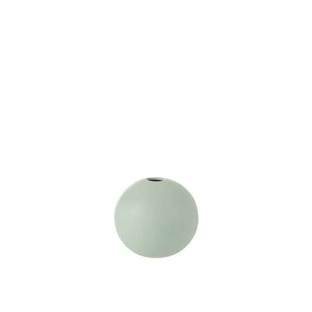 Zelenkavá keramická kulatá váza Pastel Green S - 12,3*12,3*11,5 cm J-Line by Jolipa