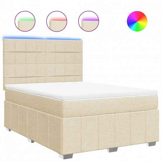 vidaXL Box spring postel s matrací krémová 140x200 cm textil