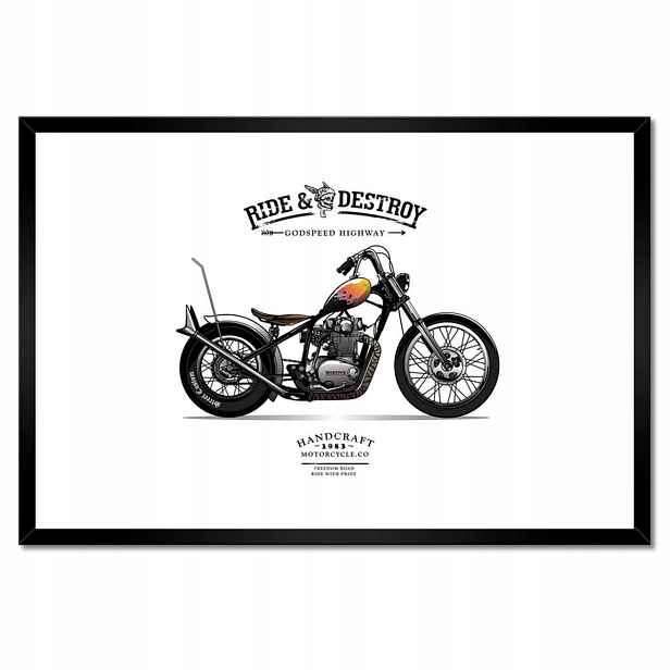 Plakáty v rámu 60x40 Motocykl Zabytek Vintage