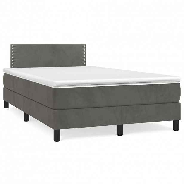 vidaXL Box spring postel s matrací tmavě šedá 120 x 200 cm samet