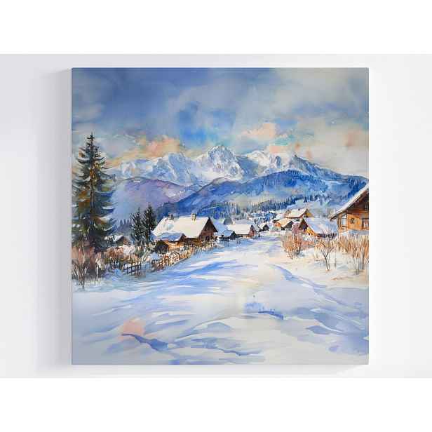 Obraz Na Plátně Canvas Krajina Pohled Na Hory Tatry Zima Sníh Vesnice Domy 50x50