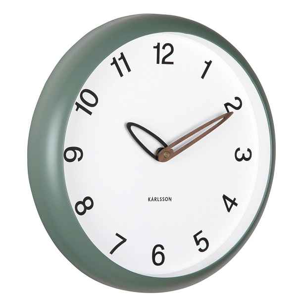 Zelené Kulatý Čitelné Nástěnné Hodiny Karlsson Bella KA6043GR 30 cm