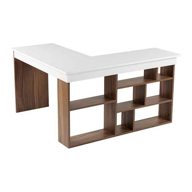 Rohový pracovní stůl v dekoru ořechu 120x130 cm Vesper – Kalune Design