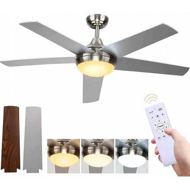 Omdekor DCF-141 Stropní ventilátor s Led lampou a dálkovým ovládáním – 132 cm