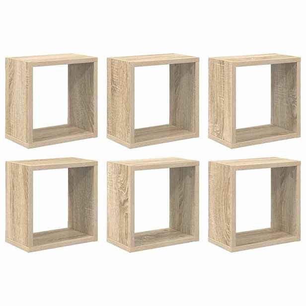 vidaXL Nástěnné police kostky 6 ks dub sonoma 26 x 15 x 26 cm