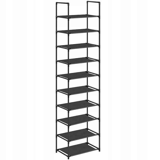 10patrový botník LSH010B02, 45 x 28 x 173 cm, černý