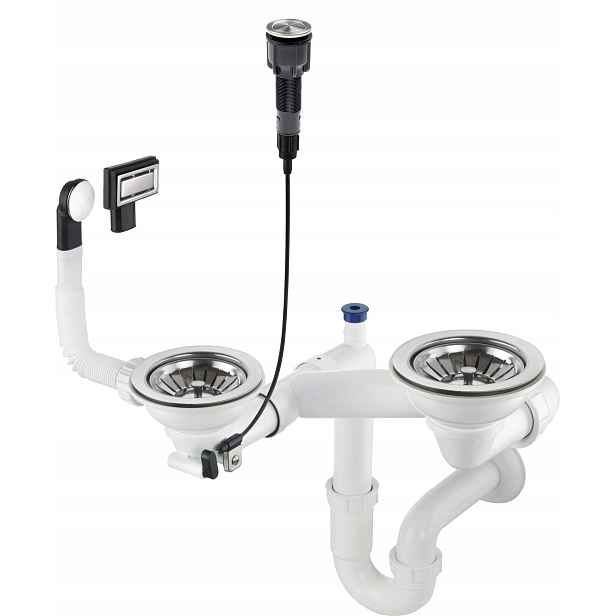 Deante Sifon Space-Saver ocel ZXY_9983 pro 1.5- a 2-komorový dřez.