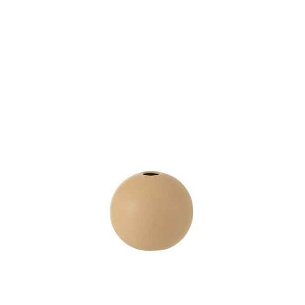 Krémová kulatá keramická váza Beige S - 12,3*12,3*11,5 cm J-Line by Jolipa