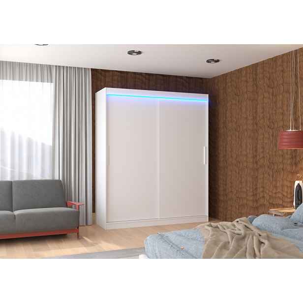 Posuvná skříň s LED osvětlením 180 cm DAFRIA - bílá