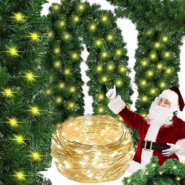 Vánoční girlanda Řetěz 300 cm Vánoční umělá Smrk 70 Led teplý