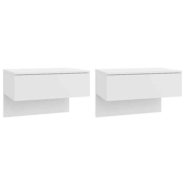 vidaXL Nástěnné noční stolky 2 ks bílé s vysokým leskem