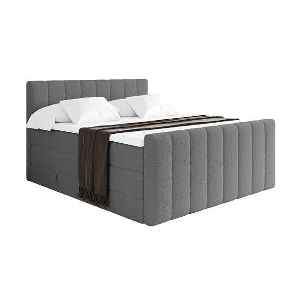 ALTDECOR BOXSPRINGOVÁ POSTEL s matrací H3/H4 - OTTA-Z KING - 200x200 cm Šedá