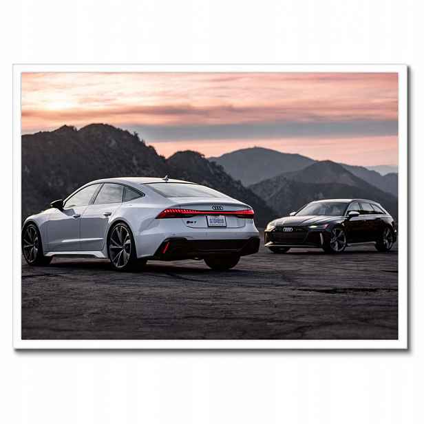 Plakáty v rámu 70x50 Bílé a černé Audi RS7
