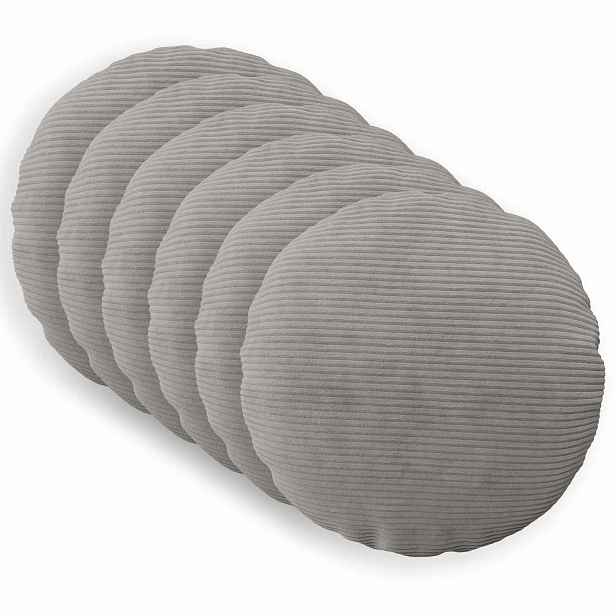 vidaXL Povlak na polštář 6 pcs HEERLEN Světle šedá Ø 60 cm manšestr