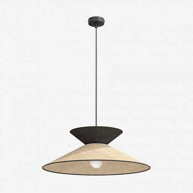 Závěsná lampa Softa 1 Rattan černá, stínidlo 50 cm, E27