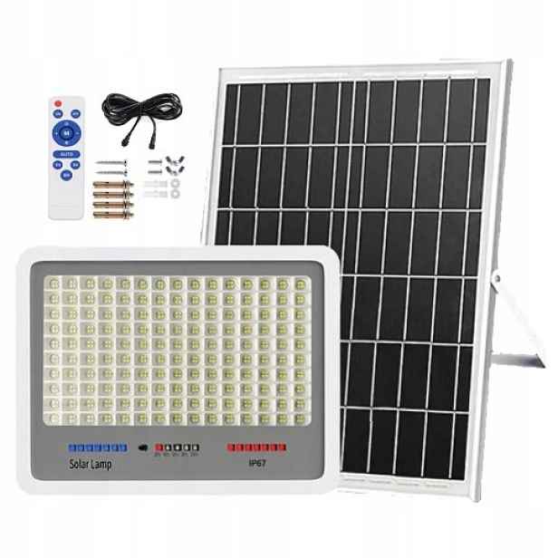 Solární Lampa 200W Halogen Led Zářič Soumrakový Senzor Dálkový Ovladač Zahradní