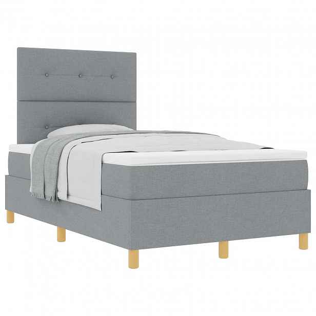 vidaXL Postel s boxspringem s čelo Světle šedá 120 x 190 cm textil