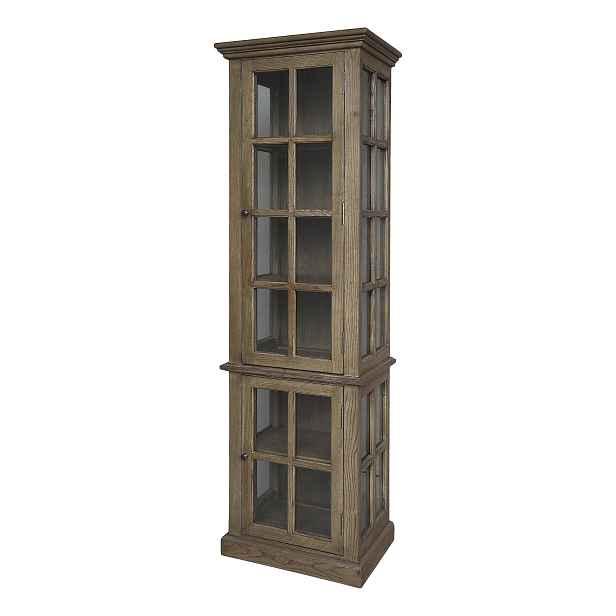 Přírodní antik dřevěná skříň / vitrína s policemi Marseille - 60*40*196cm Chic Antique