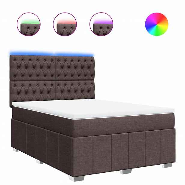 vidaXL Box spring postel s matrací tmavě hnědá 140x200 cm textil