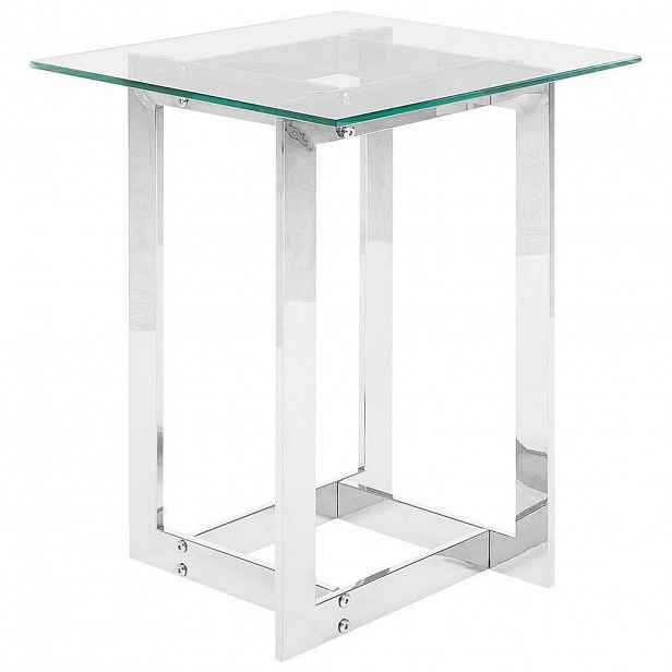 Beliani PŘÍSTAVNÝ STOLEK Sklo stříbrný čtvercový 40/40 cm Crystal
