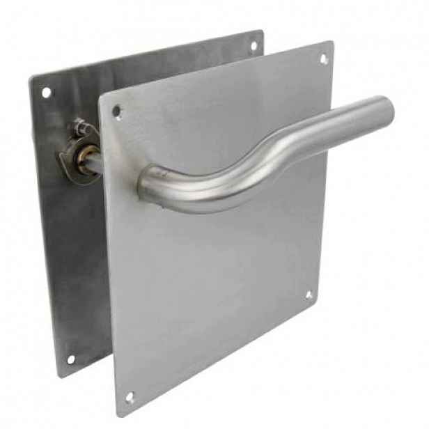 Klika na velkých čtvercových štítcích 180x180 mm Inox kartáčovaná
