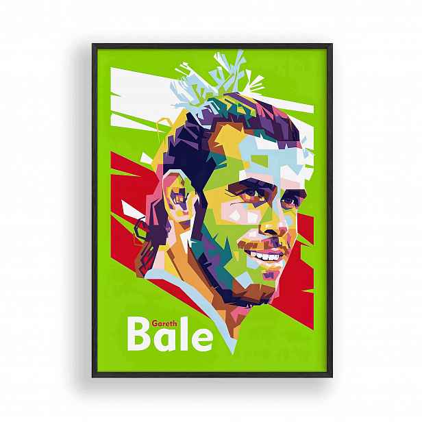 Obraz Gareth Bale Portrét Plakát Rámeček Dřevěný Černý 30x42 cm