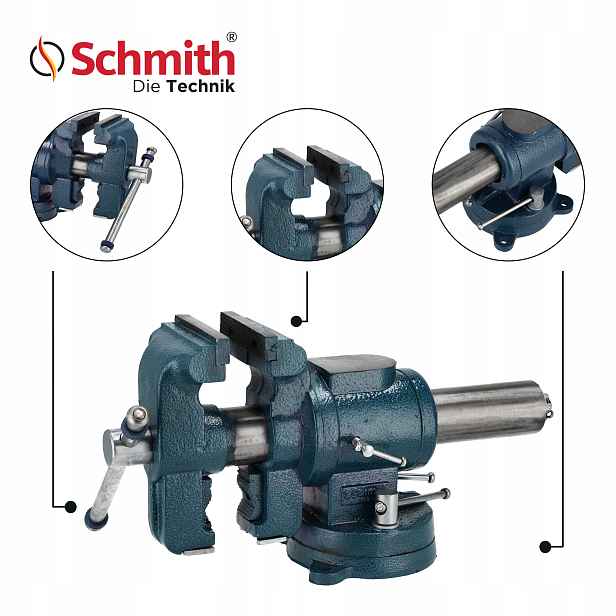 Multifunkční litinový zámečnický svěrák 100 mm Schmith