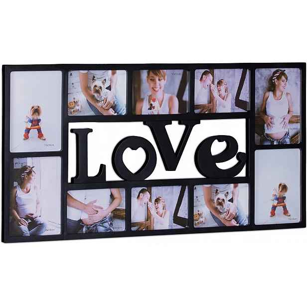 Rámeček Love, na 10 fotografií, plast , černý