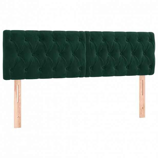 vidaXL Čela postele tmavě zelená 144x7x78/88 cm samet