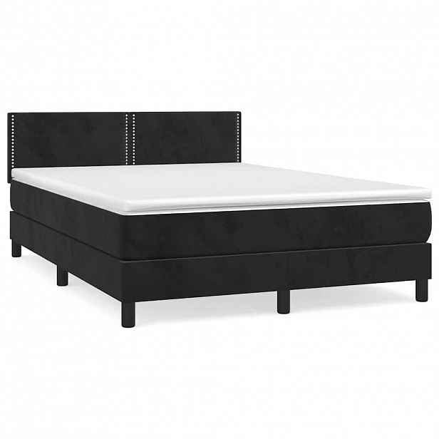 vidaXL Box spring postel s matrací černá 140 x 190 cm samet