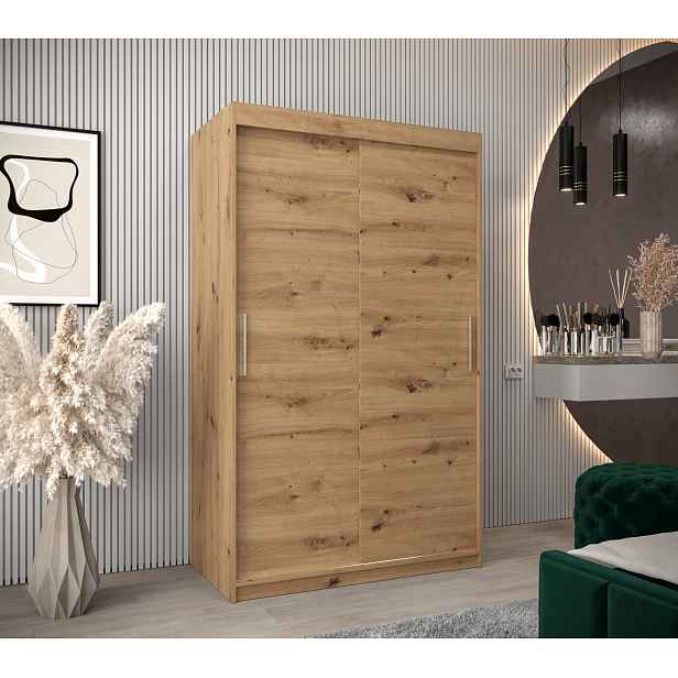 Šatní skříň Abi T0 s posuvnými dveřmi Barva korpusu: Dub artisan, Rozměry: 120 cm, Dveře: Dub artisan