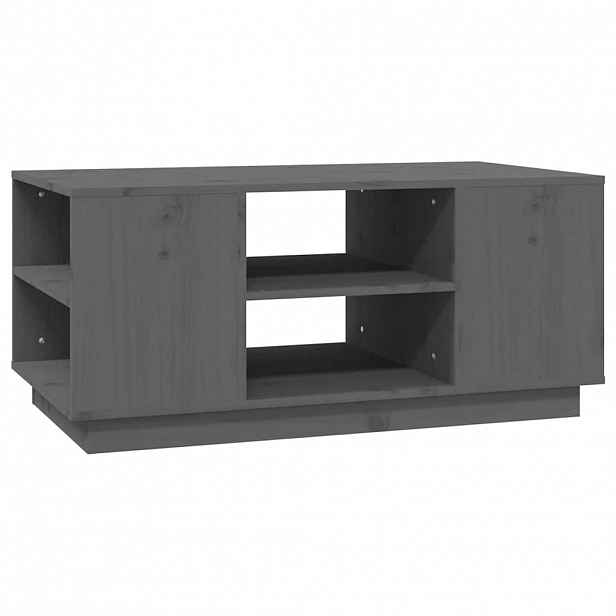vidaXL Konferenční stolek šedý 90x49x40,5 cm masivní borové dřevo