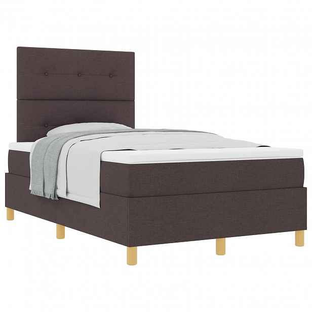 vidaXL Postel s boxspringem s čelo Tmavě hnědá 120 x 190 cm textil