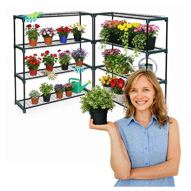Květinový balkonový zahradní regál Stojan na rostliny 4 police Gro 90x30x108