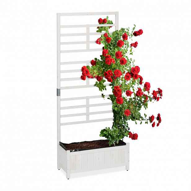 Relaxdays TRUHLÍK Bílý dřevo s mříží 171 cm