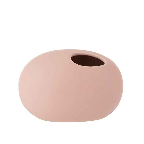 Světle růžová keramická oválná váza Matt Pink S - 16*10*11 cm J-Line by Jolipa