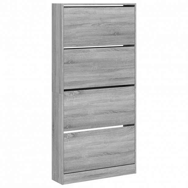 vidaXL Botník se 4 výklopnými zásuvkami šedý sonoma 80 x 21 x 163,5 cm