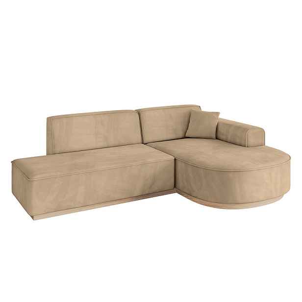 ALTDECOR ROHOVÁ SEDAČKA s otomanem, pravá ARRIO-L1 243x171x83 Béžová Velur