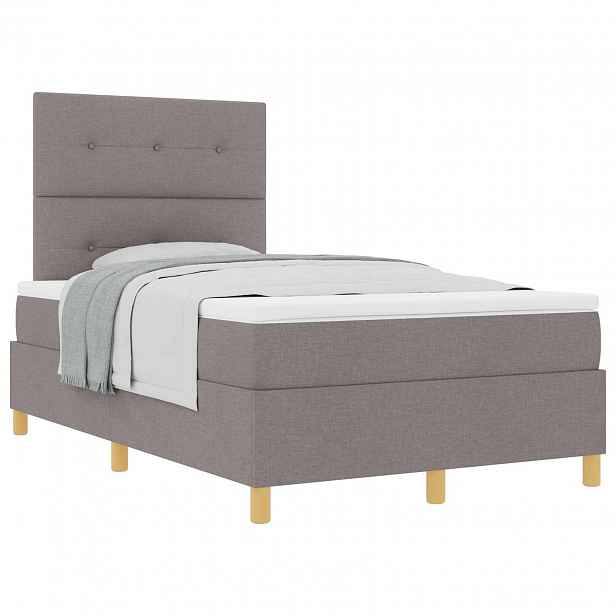 vidaXL Postel s boxspringem s čelo Taupe 120 x 190 cm textil