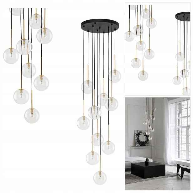 Černá závěsná lampa Nilos průhledný stínítko nad ostrovem Tk Lighting